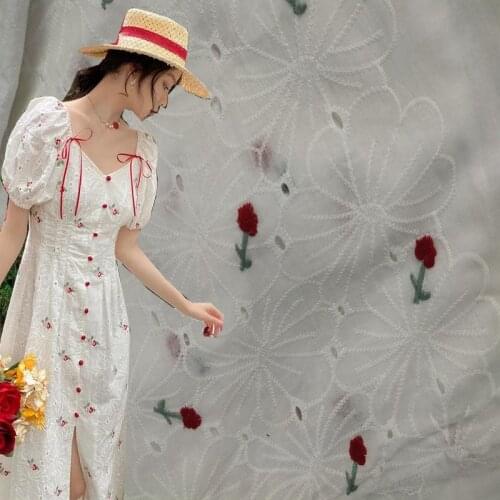 Cotton Three-dimensional Jacquard Fabric Dress Baby Dai Clothing Small Fresh Pastoral Tablecloth Embroidery Fabric Wholesale