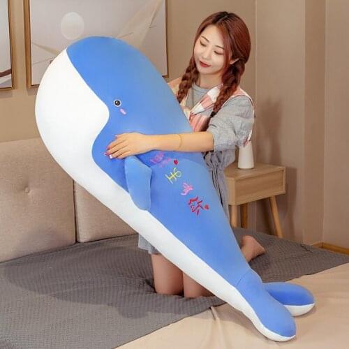 80/100/120CM Giant Size Blue Whale Plush Toy Sea Animal Shark Soft Plush Pillow Stuffed Animal Childrens Toy Birthday Gifts