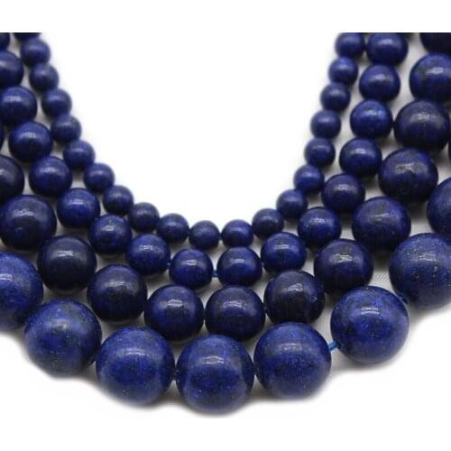 Natural Stone Blue Lapis Lazuli Round Loose Stone Beads 4/6/8/10/12mm For Jewelry Making DIY Bracelet Accessories Earrings 15