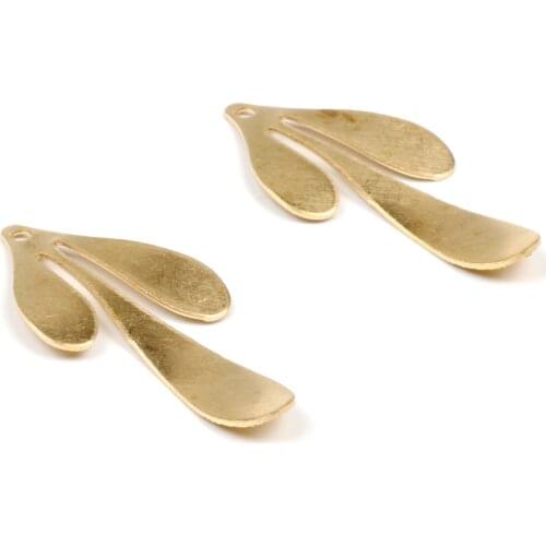 Brass Leaf Charms, Raw Brass Earrings Findings,Raw Brass Pendant, Rectangle Earrings Brass Charm,35.5mmx18mm-RB1121