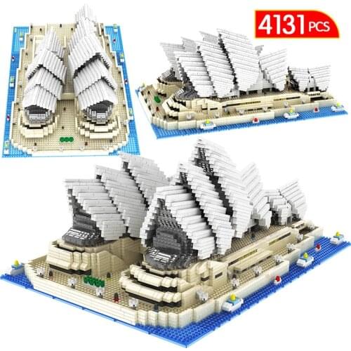 4131PCS Diamond Mini Bricks Famous City Architecture Sydney Opera House Model Building BlocksToy For Children Gift