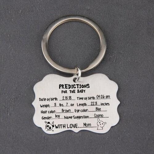 Personality Keychain Custom Stainless Steel Fashion Simple Newborn Statistics Novice Mother Baby Gifts