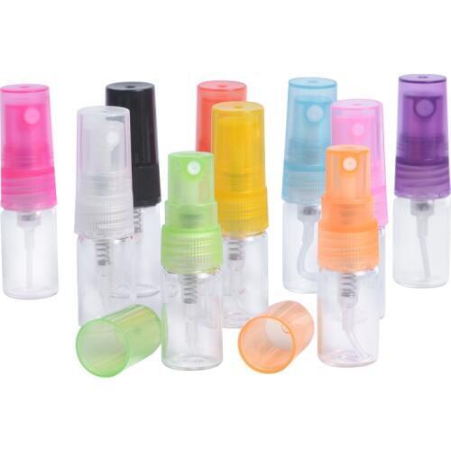 MUB -10 pcs 2ml Clear Glass Refillable Perfume Bottles Atomizer Plastic Pump Mini Parfum Sprayer Empty Cosmetic Container Vials