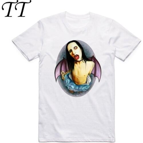 Asian Size Men And Women Printing Marilyn Manson Rock T-shirt Summer Casual O-Neck Short Sleeves T-shirt HCP4073