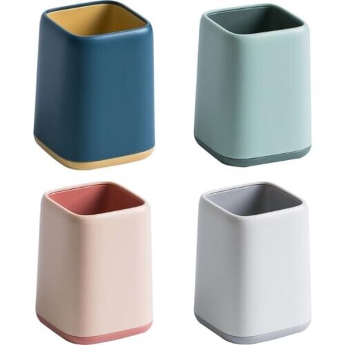 Desktop Dichromatic Pencil Holder Pen Makeup Brush Pot Storage Box Multifunctional Container Office Stationery Organizer