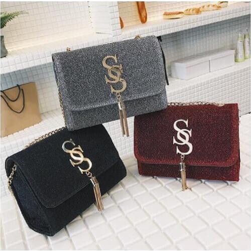 New Arrival Fashion tassel chain girl small versatile shoulder bag Tassel and Letter decorated