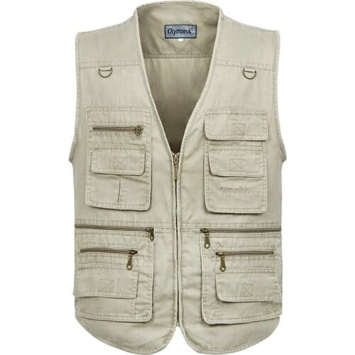 Autumn middle aged elderly Vest new cotton men multi-pocket photography fishing Casual Sleeveless Jacket 5XL size Waistcoat
