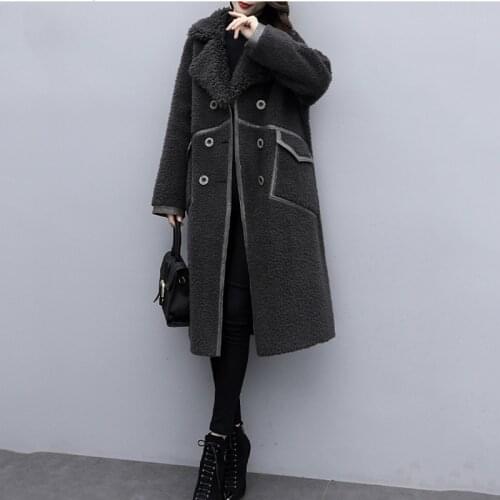 2021 new womens winter loose mid-length long-sleeved lamb fur coat fur coat female fur particles velvet trendy coat female s115