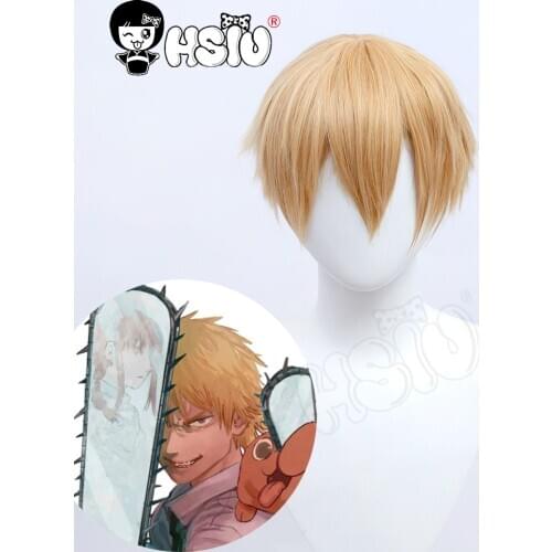 HSIU Denji Wig Anime Chainsaw Man Cosplay Golden short hair+Free Brand wig cap