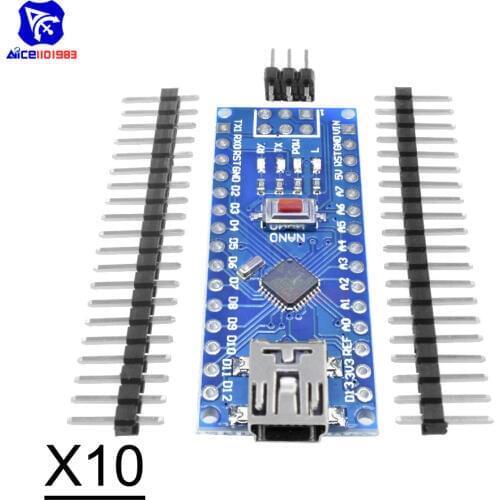 10PCS/Lot Mini USB CH340 Nano v3.0 Atmega328P Microcontroller Board for Arduino CH340g MEGA328 5V 16M Driver Module ATmega328