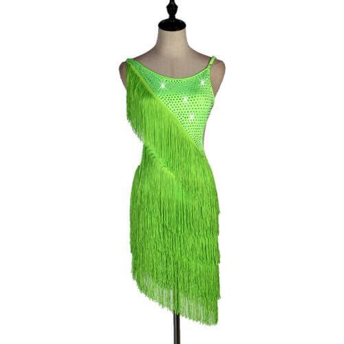2019 New Women/Lady Latin Dance Dress Rhinestone Tassel Dresses Dancing Performance Clothes For Adult Ballroom Dancewear DL4564