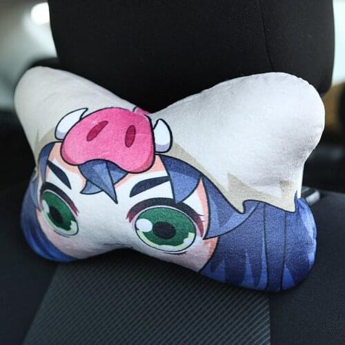 Demon Slayer Car Pillow Kimetsu No Yaiba Toys Anime Plushie Stuffed Cushion 2pcs/lot Neck Protector Soft Doll Animation Gift Boy