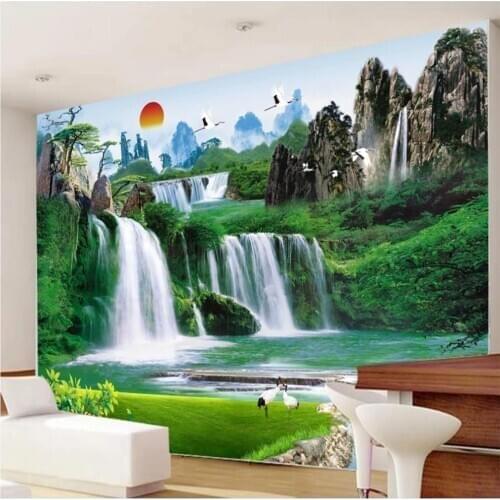 Custom photo beautiful scenery wallpapers 3d murals wallpaper for living room waterfall wallpapers