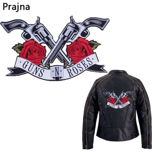 Prajna GUN Rose Flower Applique Clothing Embroidery Patch Fabric Sticker Iron On Sew On Patch For Clothing DIY Big Biker Parches