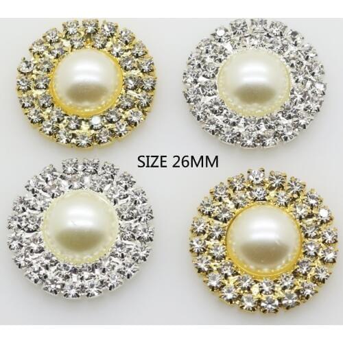 ZMASEY Sale Price Rhinestones Buttons 10Pcs/Lot 25MM Round Crystal Button Metal Accessories Holiday Party Card Ribbon Decoration