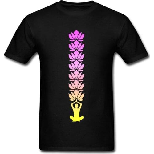 Discount Sale Lotus Flower Eminent Monk Dhyana Print T Shirt For Men High Quality Fashion Leisure Tops Full Cotton Streetwear