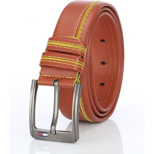 TJ-TingJun Belt Male Girdle Waistband Youth Simple Hot Style British White Car Line Casual Men Waistband PU Belt C006