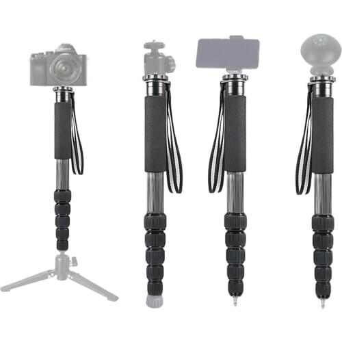 Selfie Stick 6-Section Lightweight Extendable Pole Carbon Fiber Camera Monopod Unipod Stand for Nikon Canon Sony Camcorder Video