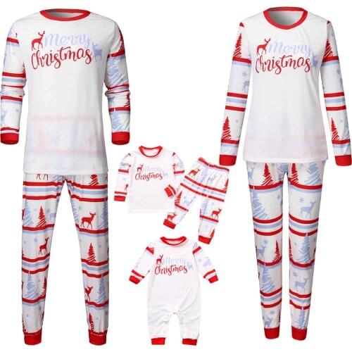 Family Christmas Family Matching Pajamas Set Clothes Xmas Party Clothes Adult Kids Pajamas set Cotton Baby Romper Sleepwear
