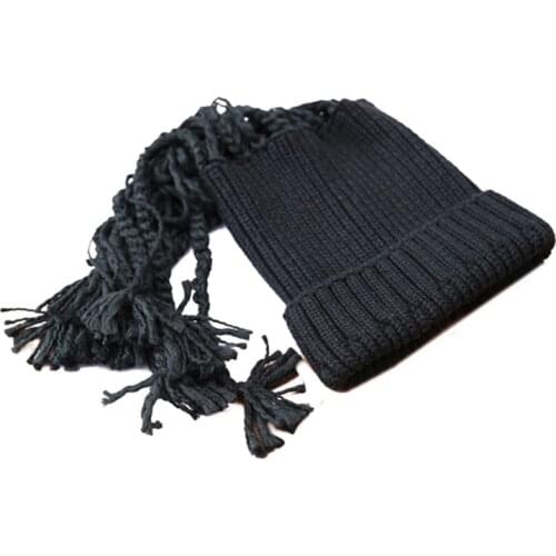 Personality dirty braid tassel knit hat female twist braid woolen hat male hipster Yamamoto style hip hop reggae hat winter