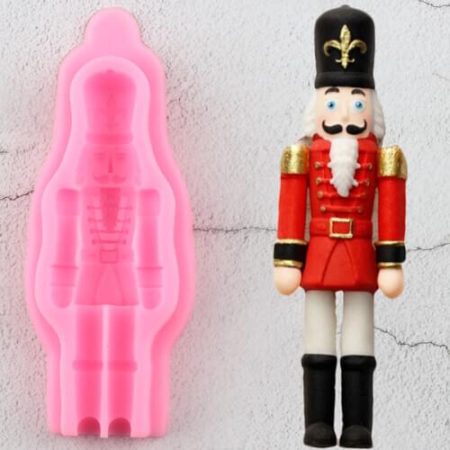Nutcracker Soldier Silicone Mold DIY Christmas Cupcake Topper Fondant Cake Decorating Tools Candy Clay Chocolate Gumpaste Moulds