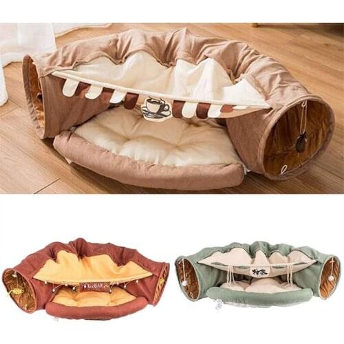 Collapsible Removeable Cat Tunnel Tube Pet Bed Play Toys for Indoor