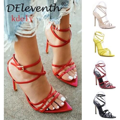 Women Pumps Buckle Women Shoes Women Sandals Stiletto Lace Up Women Heels Female Shoes Plus Size 43