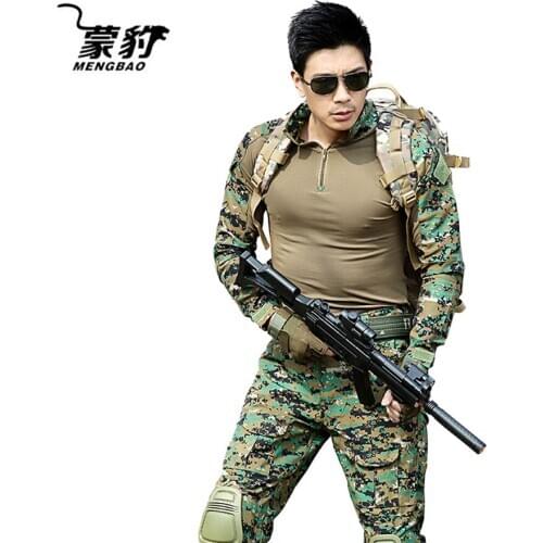 Military Uniform Woodland Camouflage Tactical Suit Men Women Hunting Hiking Clothes US Army Clothing Combat Shirt Pants Knee Pad
