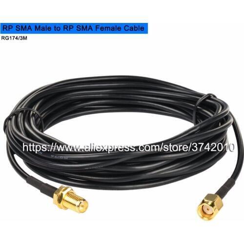 High Quality RP SMA Male to RP SMA Female Extension cable RF Connector RG174 Pigtail Cable 3M