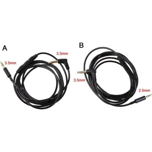 1.5m Braid 3.5mm to 2.5mm 3.5mm Jack Audio AUX Cable Cord With Mic Volume Control for Headphone Speaker Mobile Phone Tablet