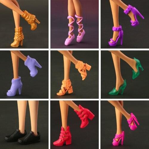 10 pair / lot Original high quality crystal shoes fashion Boots for barbie doll 10 style shoes available