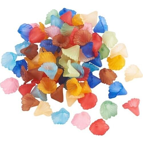 100pcs Mixed Color Frosted Transparent Acrylic Flower Beads Spacer Beads for Jewlery Making DIY Accessories Findings 12x12mm