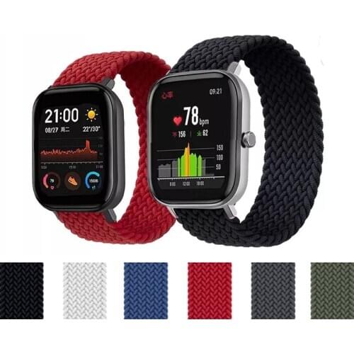 20/22mm Nylon Elastic Strap For Amazfit GTS 2 Bip S U Lite Band GTR 42mm 47mm Solo Loop Pace Stratos 3 Bracelet Watch Accessory