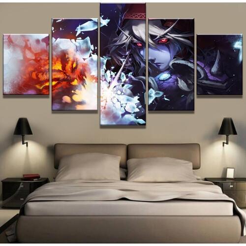 5 Piece Canvas Art Warcraft Sylvanas Game Poster Cuadros Decoracion Paintings on Canvas Wall Art for Home Decorations Wall Decor
