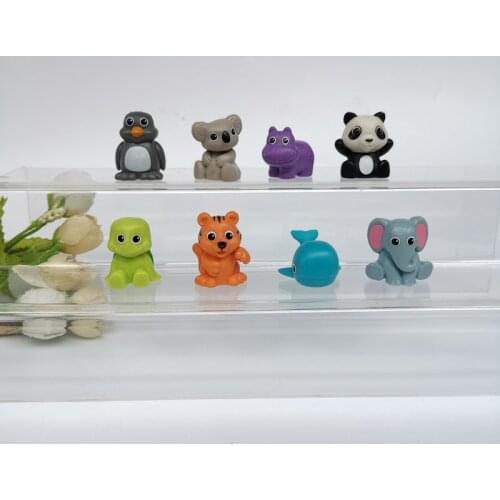 50Pcs Original PVC Animal Elephant Turtle Tiger Panda Hippo Koala Pet Figure Mini Doll Kawaii Cute Toy DIY Gift for Kid Boy Girl