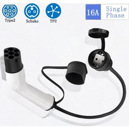 Duosida Type 2 EV Adapter 16A Single Phass For Electric Bicycle Motorbike Charge From Public Charging Stations With Schuko