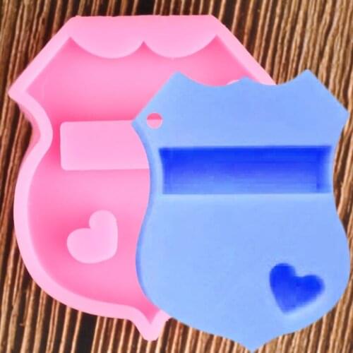 Shiny Police Badge keychains Silicone Mold Key Chain Pendant Polymer Clay DIY Jewelry Making Glitter Epoxy Resin Moulds