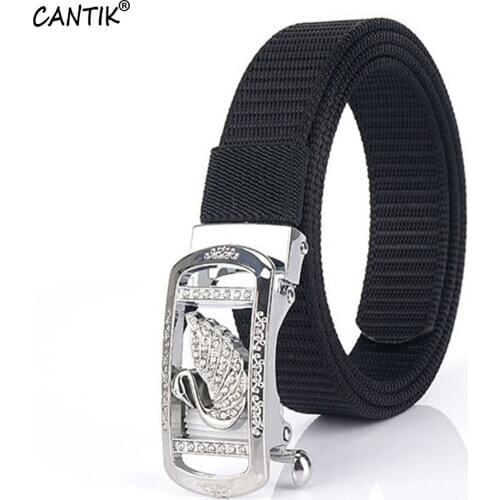 CANTIK Good Quality Ladies Nylon Belts Fashion Goose Pattern Automatic Buckle Clothing Accessories Women 2.5cm Width CBCA289