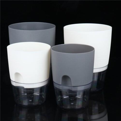1Pcs Watering Planter Handmade 2 Layer Self Watering Plant Flower Pot With Water Container Round Flowerpot Garden Decor 200ml