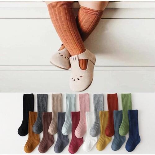 Spainish Kids Socks Baby Boys Girls Cotton Breathable Stripe Soft Sock Children Knee High Long Socks School Uniform Socks