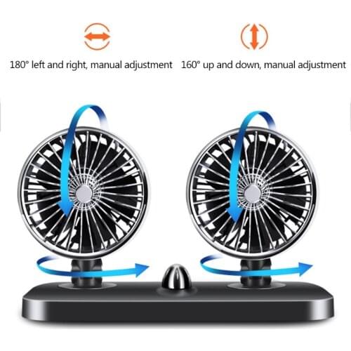 Electric Car Fan Low Noise Portable Auto Dashboard Air Conditioner for Auto Vehicles RVs(12V/24V)