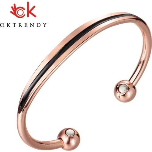 OKtrendy Bohemia Enamel Cuff Bracelets Bangles Pure Copper Bracelet Women Health Energy Magnetic Jewelry Multi-Color Wholesale