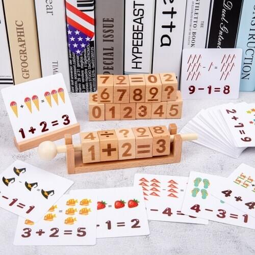 ESUN New Montessori Toys 3D Building Blocks Spelling English Words Math Operation Game Learning Card Cognitive Number Letter Toy