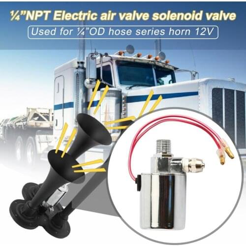 Car Solenoid Valve 12V Chrome Plated Stable Performance 1/4-inch NPT Output Electric Fast Response Solenoid Valve for Air Horns