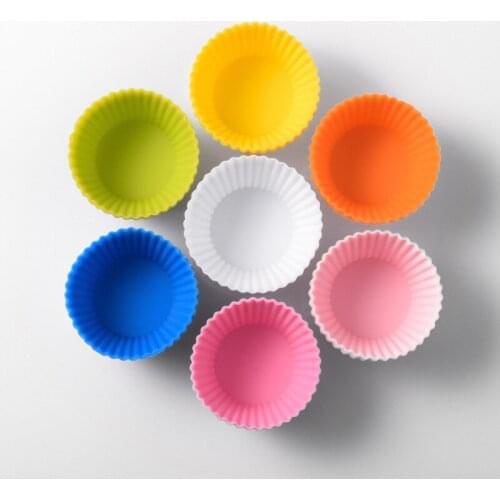 7cm Silicone Round, Heart-Shaped, Square Reusable Baking Cake Bread Mold Jelly Ice Cream Mold Cake Muffin Cup 3Pcs
