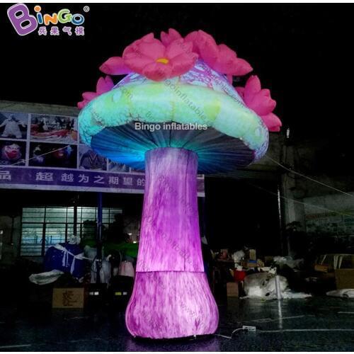 Custom made 4m high inflatable mushroom with flowers / 13 feet LED mushroom flowers inflatable light-up toys