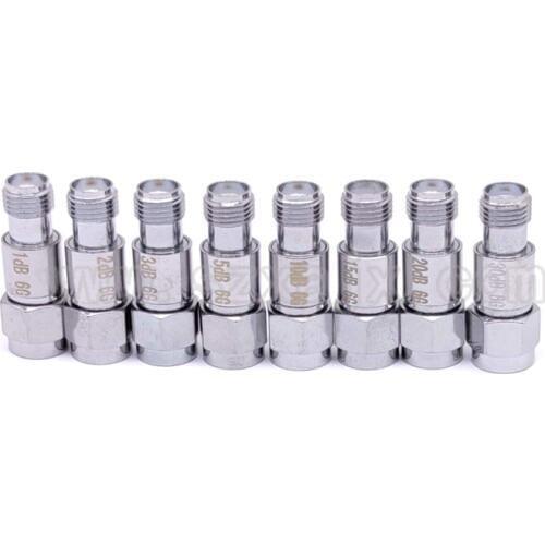 JX RF Connector SMA Attenuator 2W DC-6GHz Coaxial Fixed Attenuators 1dBi-30dBi Frequency 6GHz SMA Fixed Connectors