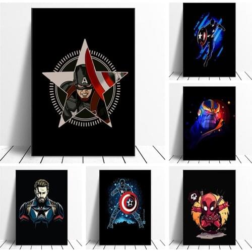 Cartoon Marvel Avengers Superhero Canvas Painting Comic Posters and Print Teen Bedroom Wall Art Pictures Living Room Home Decor