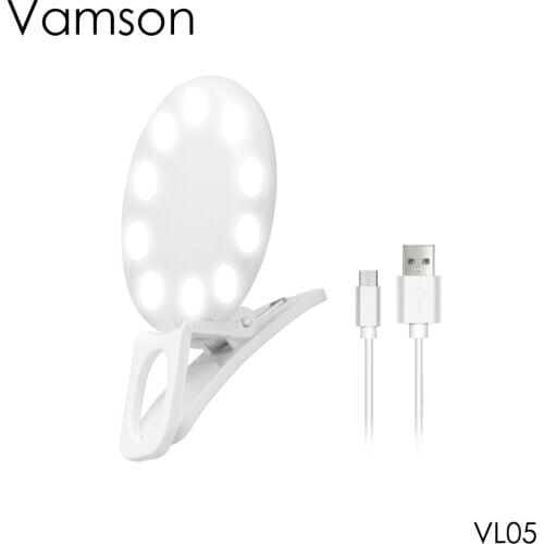 Vamson Selfie Ring Light USB Photography Flash Light 3 Level Brightness for iPhone 11 Mini Portable Pocket Light for Huawei VL05