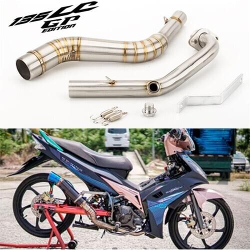 Motorcycle modified exhaust pipe muffler LC135 stainless steel front connecting pipe set 135 LC